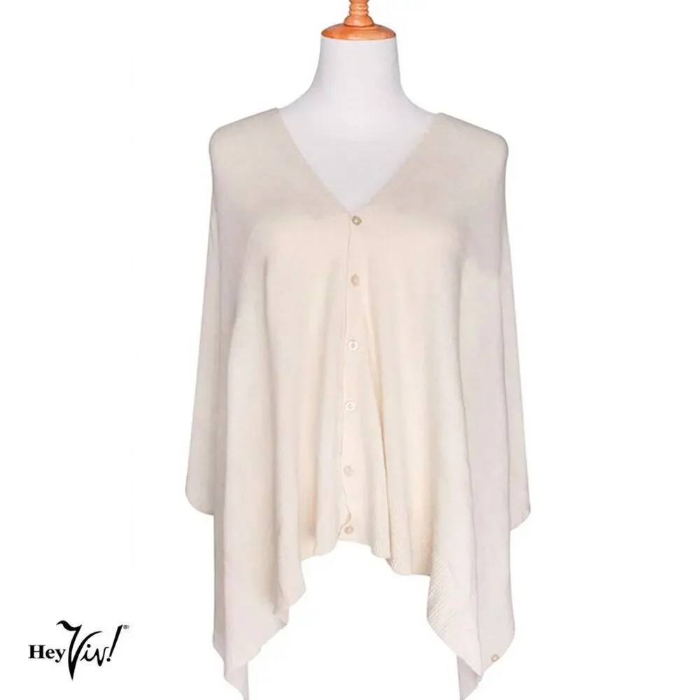 Ivory Button Shawl Shrug Wrap 60